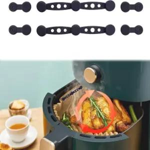 양피지 라이너를 고정하는 6Pcs 에어프라이어 자석 실리콘 버클 종이 제자리에 고정하여 방지(블랙 2세트