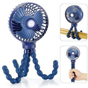 SNAWOWO 미니 휴대용 선풍기 배터리 여행 포함 유모차 책상 학생용 캠핑 자전거 카시트 침대 삼각대 블루 트레드밀 클립 유연한 또는 네이비 USB 전원