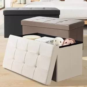 [하프클럽/셀러허브]스툴 대 수납의자 접이식패브릭 보조벤치 가죽