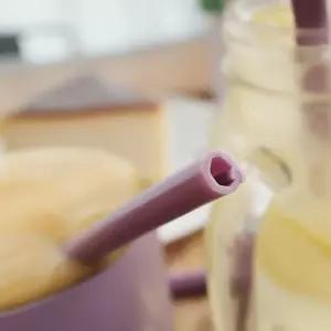 세척사용 퍼플 실리콘스트로우 일반 빨대 22cm 우유빨대 쥬스빨대 스트로우