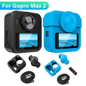 고프로호환 맥스 2용 보호 실리콘 케이스 방진 스크린 프로텍터 사이드 커버 렌즈 캡 2 액세서리