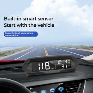 태양열 충전 자동차 HUD 헤드 업 디스플레이 스마트 디지털 알람 알림 미터 전자 액세서리와 GPS 속도계