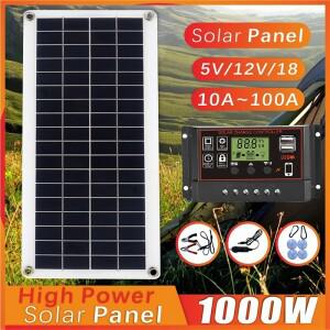 1000W 태양전지판 12V 10A-100A 컨트롤러 키트 폰용 RV 자동차 카라반 홈캠핑 야외 배터리