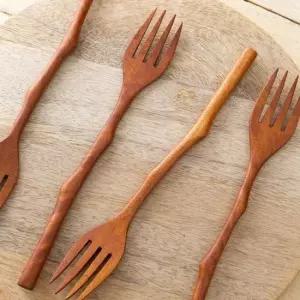 커트러리 대추나무 옻칠 자연 포크 원목 식기 1p