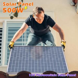 태양 전지 패널 키트 완료 12V 다결정 전원 휴대용 야외 충전식 Sola 500W 1000W 가정용 발전기