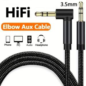 3.5mm Aux 오디오 케이블 직각 남성-남성 실버 도금 보조 잭 HiFi (자동차 iphone 호환 헤드폰 용) 1/2/3