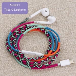 USBC 에스닉  개성 있는 헤드폰 라이브 서브우퍼 K 송 게임 모니터  유선 헤드셋  TYPEC 편조 와이어 제어