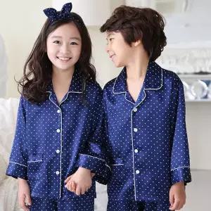 [미미캐츠]쁘띠쁘랑 1802 도트샤무즈 아동잠옷 아동상하세트