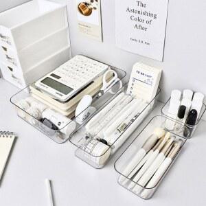 4PCS 책상 서랍 주최자 메이크업 사무실 세트 욕실에 주최자 플라스틱 메이크업