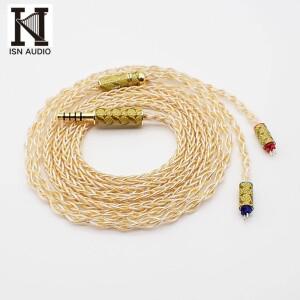 ISN 오디오 EST80 2핀 0.78m 8심 은도금 + 금도금 OCC 혼합 하이파이 이어버드 이어폰 IEM 교체 케이블