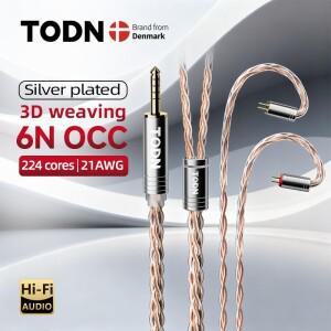 TODN 하이파이 이어폰 케이블 8코어 6N OCC 은도금 도체 IEM 오디오 MMCX 2핀 4.4mm 3.5mm Aux 잭 소니호환