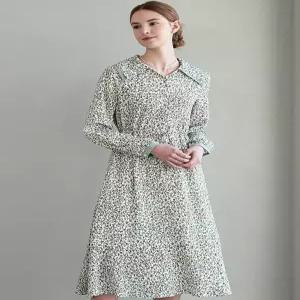 [레코브][레코브] 플라워 배색 더블 카라 원피스(LC61D3OP512X)