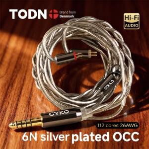 CYKO 프리미엄 2코어 이어폰 케이블 6N OCC 은도금 구리 4.4/3.5mm MMCX 0.78 2핀 AUX 잭 업그레이드 밸런