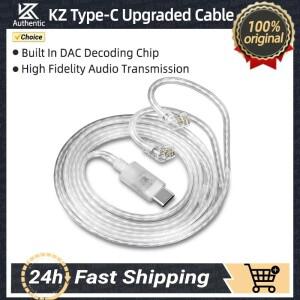 KZ 헤드폰 C타입 2 핀 케이블  고순도 구리 실버 도금 이어폰 업그레이드 0.75mm ZS10 PRO 헤드셋 와이어