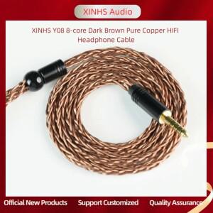 XINHS Y08 8 코어 다크 브라운 호환 순수 구리 HIFI 헤드폰 케이블 MMCX/QDC/0.78 2Pin 2.5/3.5/4.4mm  IEM