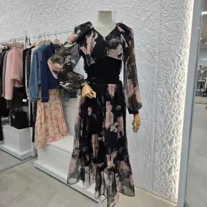 [샤틴]플라워 러플 벨티드 원피스 (S253B655)DG