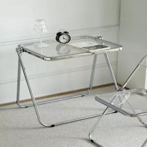 접이식 원형테이블 투명 아크릴 이동식 다이닝 모던 화이트 휴대용 간이 책상 밥상