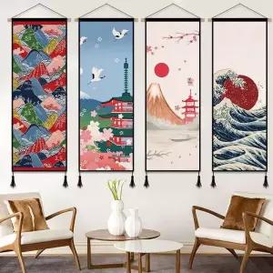 카페 벽걸이천 일본풍 데코 명화 풍 덮개 혼방 면마 가림막 태피스트리 그림