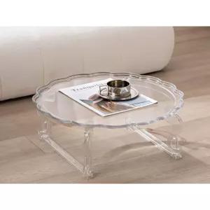 좌식 찻상 아크릴 투명 소반 다도 차테이블 원형 다과상 좌탁