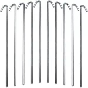 야외 캠핑용 헤비 듀티 메탈 텐트 말뚝 아연 도금 녹슬지 않은 마당 정원 가장자리 울타리 고리 10개