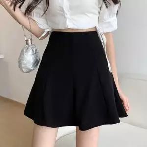 데이트 룩 코디 A라인 미니 플레어 숏 스커트 검정