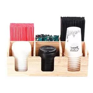 커피숍디스펜서 우드 테이크아웃 디스펜서 컵 홀더 빨대 스틱 정리대