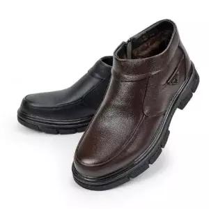 남성방한신발 소가죽 내부 인조퍼 겨울 방한화 부츠 옆지퍼 키높이