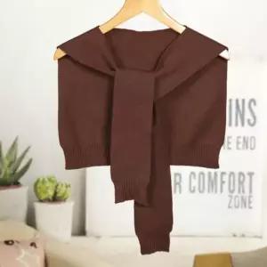 니트 4002F 스카프 브라운솔리드 레이어드 어깨숄 케 케이프 에어컨숄
