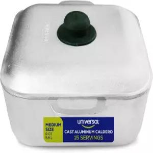 유니버설 유니크 스퀘어 칼데로 6쿼터 - 15컵 스테인리스 알루미늄 냄비 오븐 안전 고른 열 분배 및 뚜껑