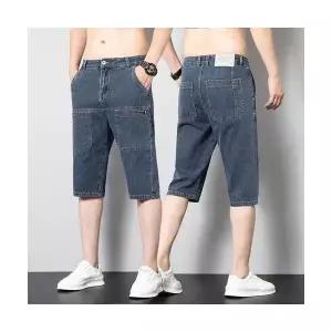 데님 청 남자 캐주얼 반바지 스판 일자 6포켓 7부팬츠 SPO마켓5