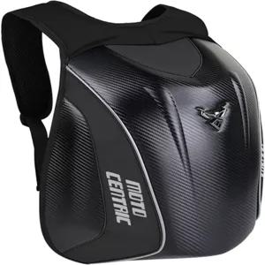 mjmoto 오토바이 백팩 방수 대용량 카본 파이버 라이더 하드 쉘 반사 여행용 가방 라이트 버전 블랙