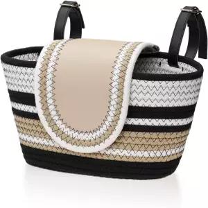 수제 자전거 바구니 전면 직조 뚜껑이 있는 소박한 탈착식 핸들바 조절 가능한 가죽 스트랩