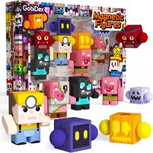 고비덱스 8PCS 마그네틱 액션 피규어 - 블록 월드 장난감 팩의 생명체 자석 빌딩 및 타일과 호환 3세용