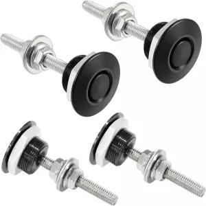 도호 팩의 유니버설 알루미늄 차량 후드 핀 4개 직경 1.25인치 퀵 래치 범퍼 릴리스 레이스카용 - 블랙