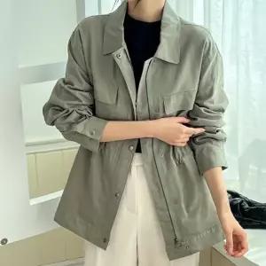 간절기 여성 야상 자켓 빅사이즈 백드로잉 포인트 스트링 아우터 0327