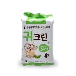 애묘 애견 귀크린 물티슈 반려동물 청결 50g 30매