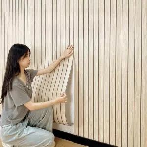 템바보드 장식 접착식 보온단열 시트지 카페 벽지 블럭 인테리어 붙이는 나무판