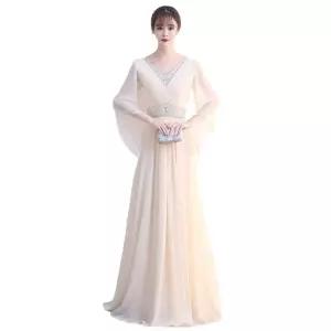 공연 고급 브이넥 큐빅 단체복 합창 무대 빅사이즈 성가대 비즈 의상 쉬폰 드레스 롱 반짝이