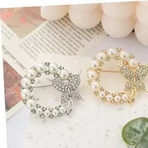 (이거찜)나비 진주 브로치 혼주 한복 정장 장신구큐빅