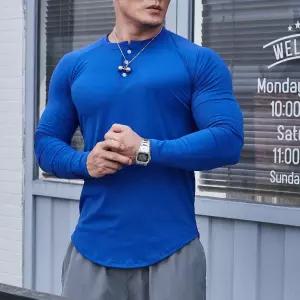 남성 머슬핏 긴팔 티셔츠 헬스 운동복 트레이닝웨어 기능성 라운드넥 상의