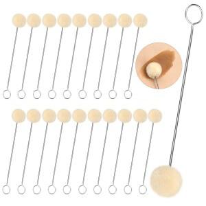 TLKUE 금속 손잡이가 있는 울 도버 20개, 볼 브러시, 가죽 염료 도포기, DIY 프로젝트용 가공 도구 염색 수리 키트, 5in*20개