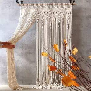 손으로 짠 보헤미아 도어 마크라메 창 코튼 벽 태피스트리 웨딩 펜던트 스틱 술 예술 쿠션
