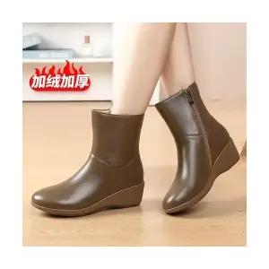 여성 러블리 신발 플랫워커 소가죽 리얼 앵클부츠 가을 겨울 기모 첼시부츠 통굽 워커 다올4