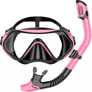 스노클링 장비 스노클 세트 스쿠버 다이빙 마스크 드라이탑 코 커버가 있는 수영 고글 HD 강화 유리 김서림