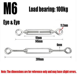 1개 후크 & 아이 턴버클 와이어 로프 텐셔너 M4/M5/M6/M8 Oc Oo Cc 타입 텐션 장치 라인 304 스테인리스 스