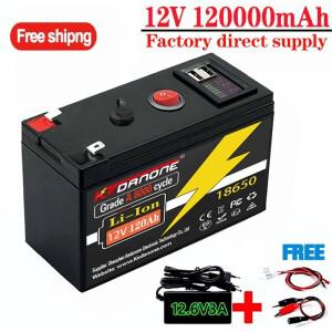 12V 배터리 120Ah 18650 리튬 팩 태양 에너지 전기 자동차 + 12.6v3A 용 충전식