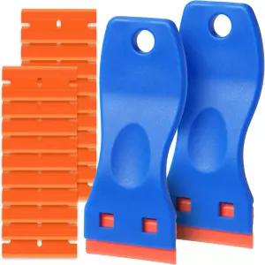 플라스틱 면도날 스크래퍼 도구 20개의 칼날이 달린 2개의 바닥 스토브 제거용 자동차 창문 유리의 데칼