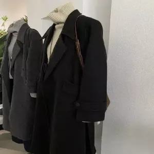 M1 여성용 면 모직 롱 카디건 러블리 노버튼 정장카라 솔리드 긴팔 스트랩 코트 JEN1