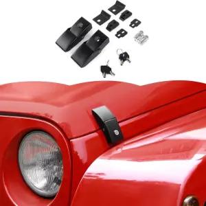 지프 랭글러 JK JKU JL JLU JT 2007-2024(블랙)용 루텐 스테인리스 후드 래치 잠금 캐치 키트