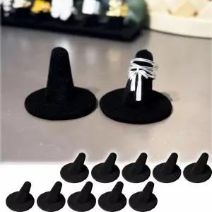 블랙 벨벳 반지 진열대 10개입 홀더 및 정리함 보관용 주얼리